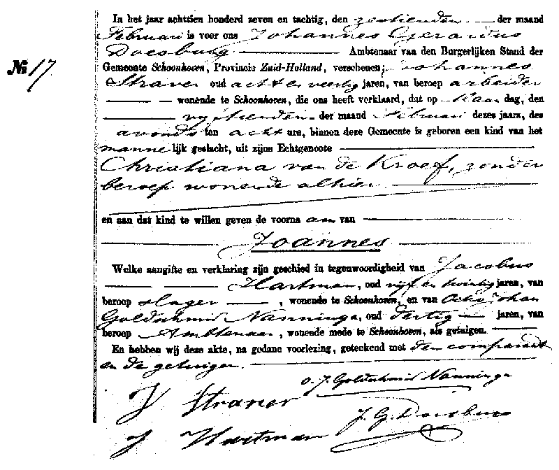 18870216 geb akte 17 Joannes zv J Straver - C vd Kroef